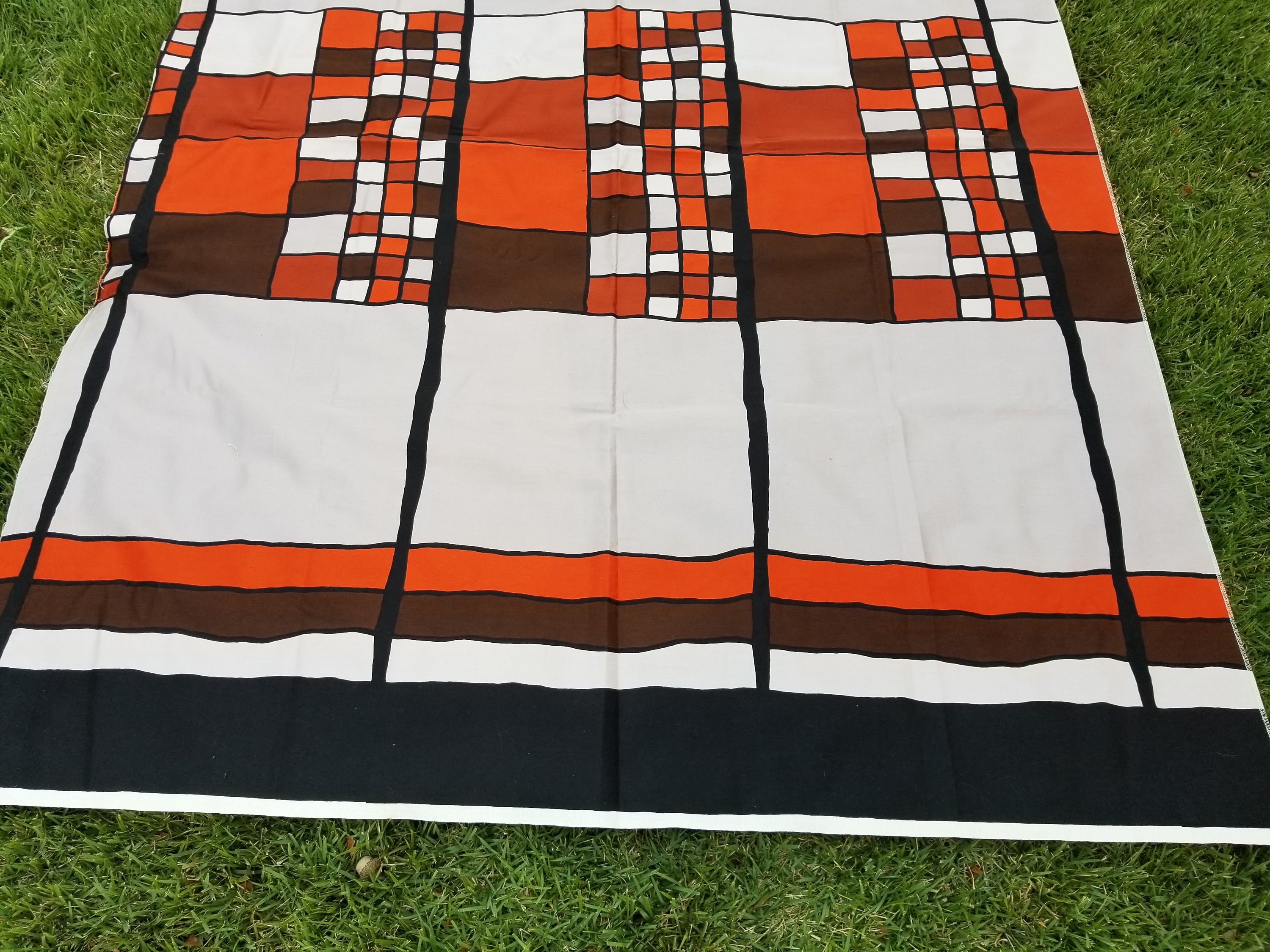 Nappe Vintage Tampella Finlande Années 70 - Motif Tournesol - Coton - Retro