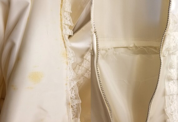 Vintage 1960s White Lace & Satin Wedding Dress | … - image 10