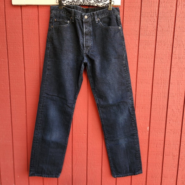 Vintage Levis 501 Black Jeans / Faded, Button Fly Denim Pantalones / Red Label Levi Strauss & Co / Size 33x32