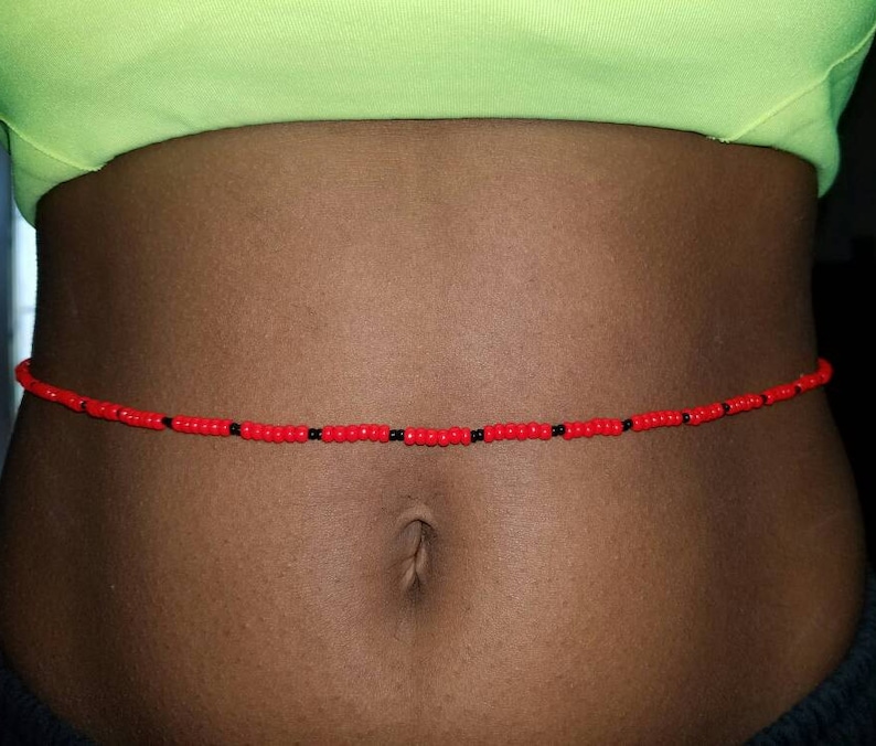 Hand Made Body Jewelry Waist Beads|Body Chains|Summer Jewelry|Belly Beads Energy Jewelry Red /& Black Lady Bug African Inspired 17