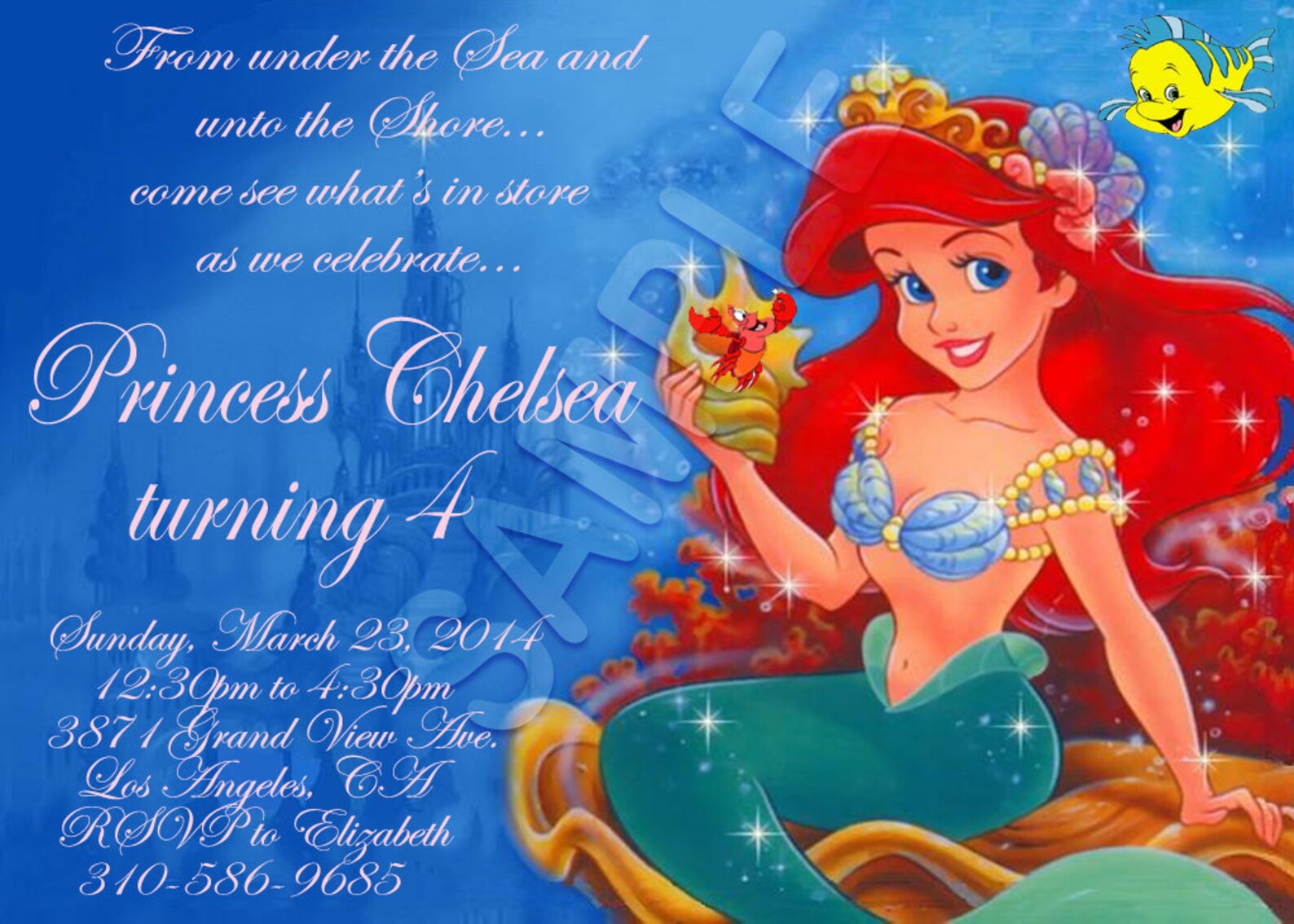 Princess Ariel Invitation Little Mermaid Invitation Etsy ariel-invitation-little-mermaid-invitation-princess-ariel