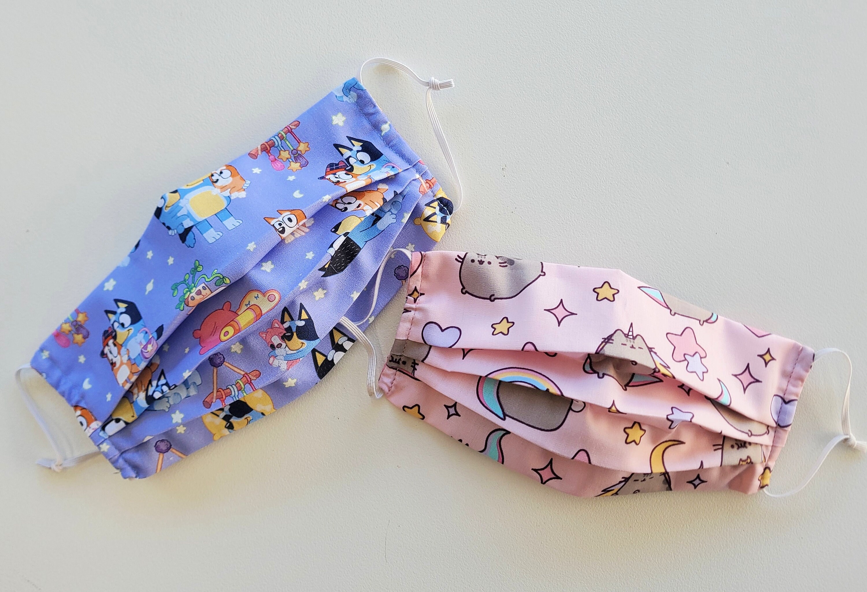 Kids Bluey or Pusheen face mask, kids size. 100% cotton. Adjustable a…