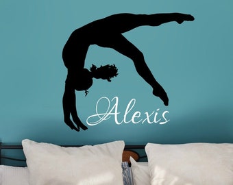 Custom Gymnastics Name Wall Decal, Personalized Dance Wall Decal, Teen Girl Name Wall Decal, Gymnast Wall Decal, Gift for Tween Girl Gymnast