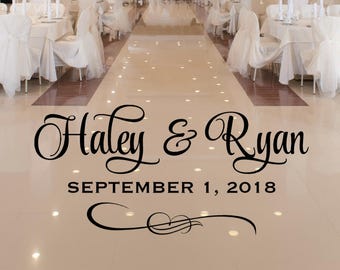 Personalized Wedding Dance Floor Decal, Romantic Wedding Decor, Custom Vinyl Floor Sticker, Wedding Reception Decorations, Bride Groom Date