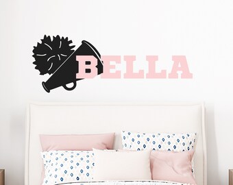 Personalized Cheerleading Wall Sticker Name, Custom Cheer Wall Decor for Girls and Boys Bedroom, Name Wall Decal, Gift for Cheerleader