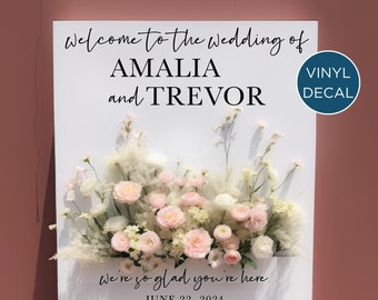 Welcome to the Wedding Flower Box Sign Lettering - Decal for flower box Welcome Sign for Wedding - We're So Glad You're Here Decal