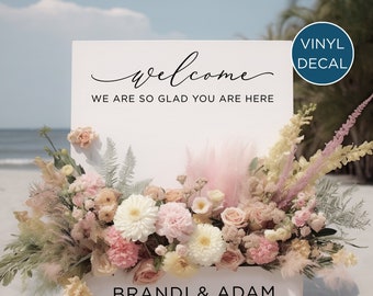 Welcome Flower Box Sign Lettering - We Are So Glad You Are Here Decal for Custom Flower Box Welcome Sign Wedding Shower or Engagement Party