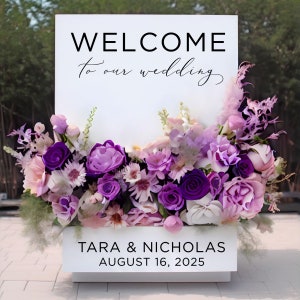 Welcome to our Wedding  Flower Box Sign Lettering - Decal for Custom Flower Cart - 3D Bloom Box - Polaroid Flower Box - Custom Lettering