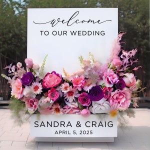 Welcome to our Wedding  Flower Box Sign Lettering - Decal for Custom Flower Cart - 3D Bloom Box - Polaroid Flower Box - Custom Lettering