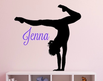 Custom Gymnast Vinyl Decal - Personalized Gymnastics Decor - Bedroom Wall Decal for Girls - Name Wall Decal - Dance Wall Decal with Name