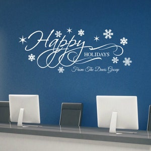 Personalized Christmas Store Window Decal, School Window Decal, Business Window Decal, Restaurant Window Decal Happy Holiday Decal Christmas