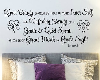 Scripture Wall Decal - Scripture Wall Quote - Religious Wall Decal - Christian Home Decor - Christian Decal - Bible Verse Decal - 1 Peter 3