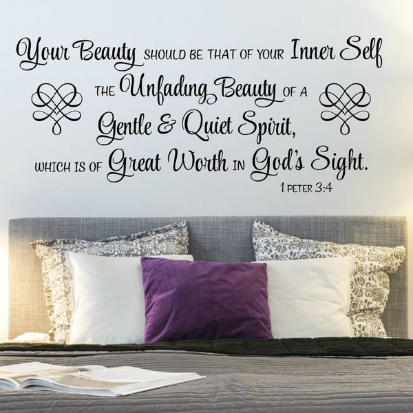Scripture Wall Decal - Scripture Wall Quote - Religious Wall Decal - Christian Home Decor - Christian Decal - Bible Verse Decal - 1 Peter 3