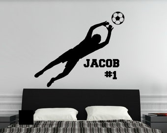 Personalized Soccer Goalie Decal for Boys, Boys Soccer Décor, Boys Soccer Room, Vinyl Wall Decal Soccer, Gift for Tween Teenage Boys