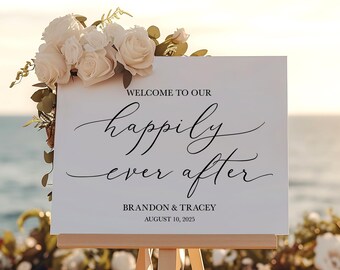 Welcome to our Happily Ever After Vinyl Decal for DIY Wedding Signs, Personalized Wedding Decor, Welcome Sign Decal, Custom Wedding Welcome