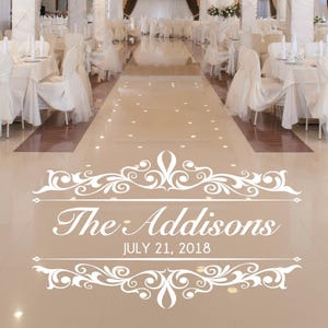 Custom Damask Dance Floor Decal Vinyl Lettering for Weddings – Personalized Wedding Floor Sticker with Names & Date