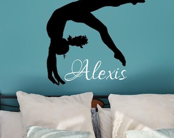 Custom Gymnastics Name Wall Decal, Personalized Dance Wall Decal, Teen Girl Name Wall Decal, Gymnast Wall Decal, Gift for Tween Girl Gymnast