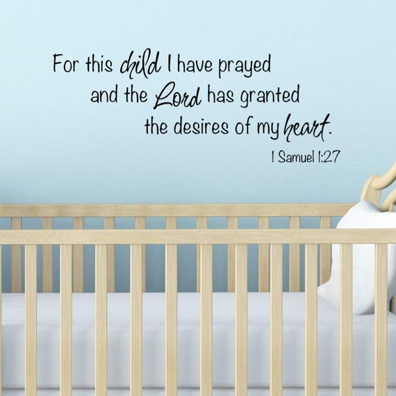 For This Child Wall Decal - Biblical Nursery Wall Decal - I have Prayed Wall - 1 Samuel Religious Nursery - New Baby Gift - Baptism