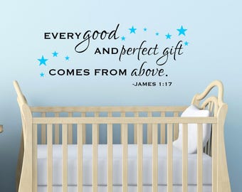 Star Decals - Star Sticker - James 1:17 Decal - Star Nursery Decor - Religious Nursery Decor - Custom Nursery Decor - Religious Quote Decal