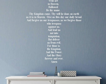 The Lords Prayer Wall Decor - The Lords Prayer Decal - Christian Nursery Wall Art  - Christian Home Decor - Vinyl Cross Wall Decal