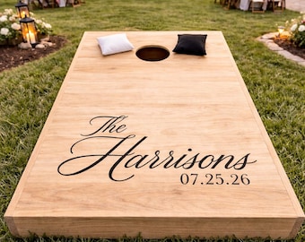 Wedding Cornhole Board Decal, Personalized Vinyl Last Name and Date, Reception Game