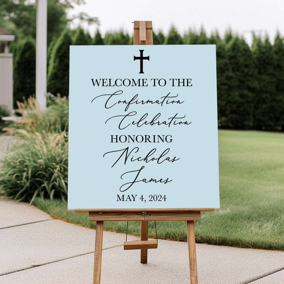 Confirmation Sign Decal, Personalized Party Welcome Sign, Catholic ...