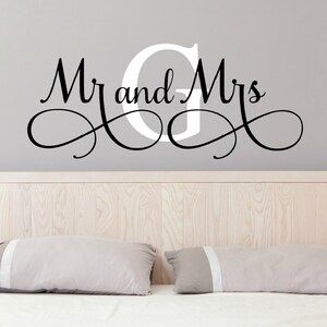 Mr And Mrs Wall Decals - Mr and Mrs Stickers - Newlywed Wall Decals - Monogram Wall Decal - Monogrammed Wall Decal - Wedding Gift