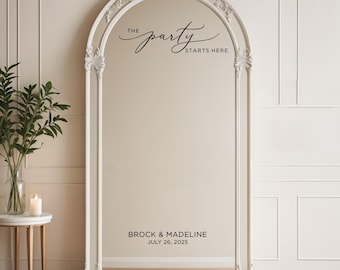 The Party Starts Here Decal, Wedding Mirror Vinyl Lettering, Custom Reception Sign, Wedding Welcome Sign, DIY Event Décor