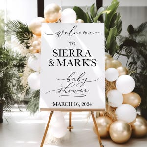 Customized Baby Shower Sign Vinyl Decal, Personalized Baby Shower Welcome Sign, Modern Baby Shower, Baby Shower Sticker for Acrylic Board