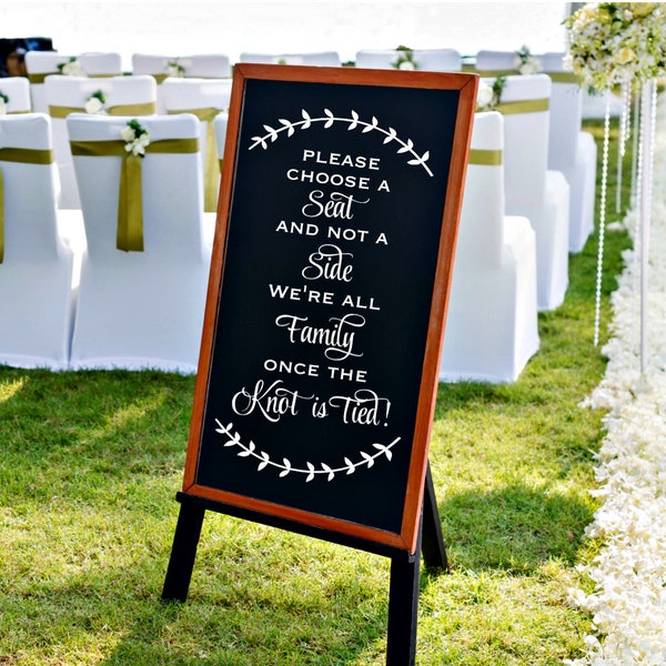 Choose a Seat Not a Side - Chalkboard Decal - DIY Wedding Decal - Rustic Wedding Decor - Vinyl Decal Sign - Pick a Seat - Seating Sign