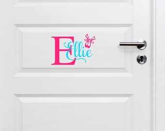 Small Ballet Decal for Girls - Ballerina Slippers Door Decal - Personalized Ballet Decor - Girls Monogram Decal - Dance Decal - Ballet Decal