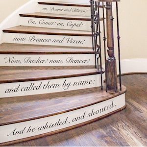 Twas the Night Before Christmas Decals for Stairs, Holiday Decal Stair Riser Stickers, Vinyl Peel and Stick Stair Riser Decals for Christmas image 1