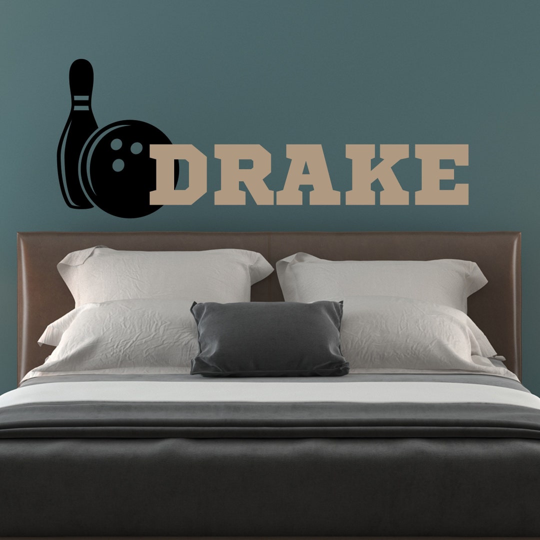 Personalized Vinyl Bowling Wall Sticker Name, Custom Bowling Wall Decor ...