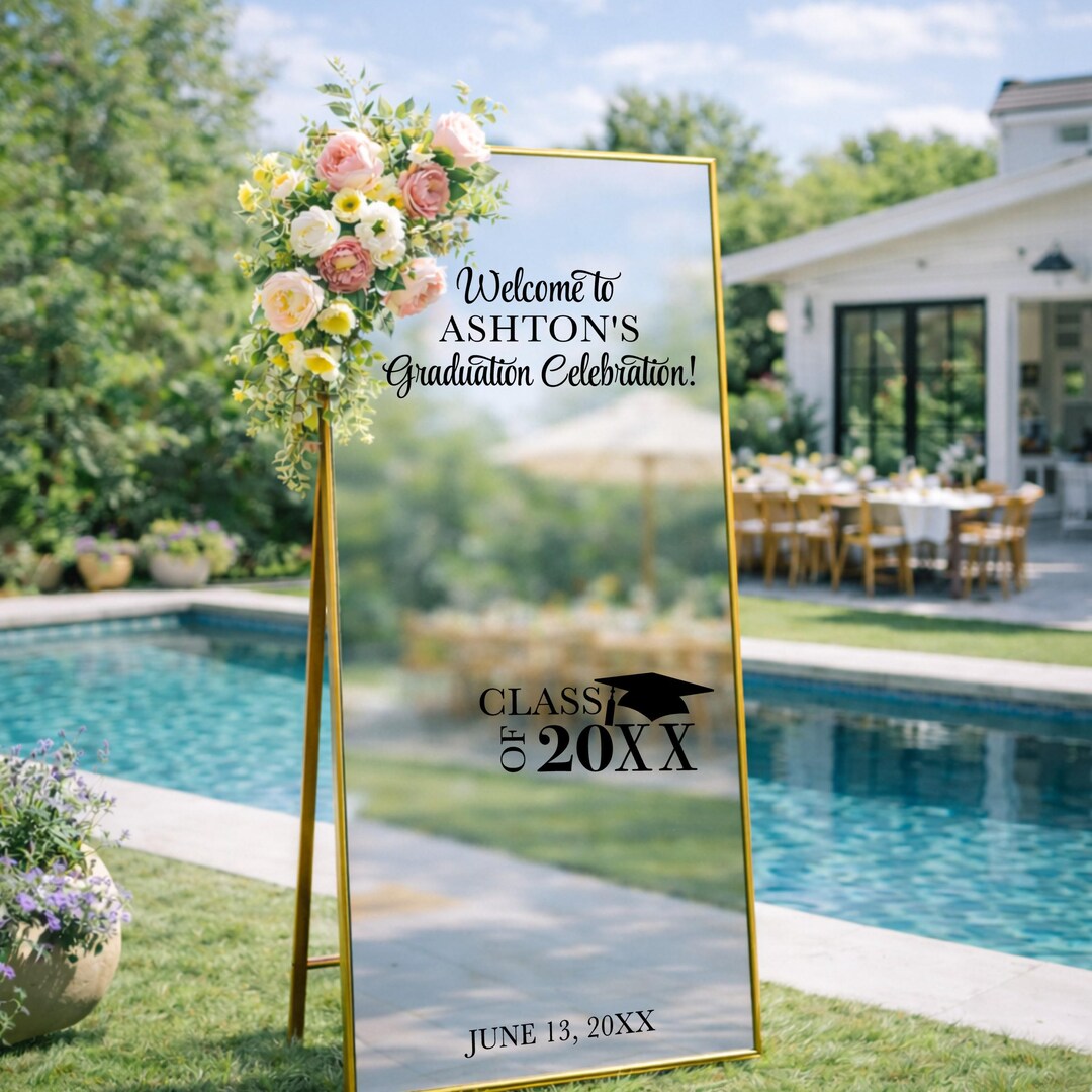 Graduation Welcome Mirror Decal, Personalized Class of 2026 Sign ...