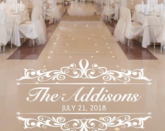 Custom Damask Dance Floor Decal Vinyl Lettering for Weddings – Personalized Wedding Floor Sticker with Names & Date
