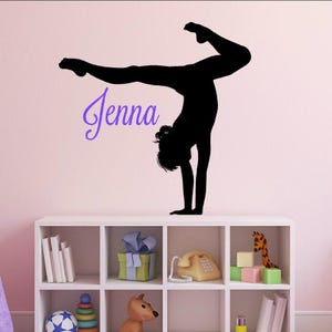 Custom Gymnast Vinyl Decal - Personalized Gymnastics Decor - Bedroom Wall Decal for Girls - Name Wall Decal - Dance Wall Decal with Name