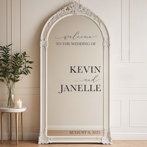 Letras de vinilo para calcomanías de espejo para bodas: letrero de bienvenida para bodas DIY: calcomanía de vinilo personalizada para letrero de bienvenida de recepción