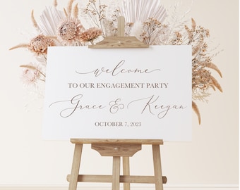 Welcome to our Engagement Party Sign DECAL - for Acrylic Wedding Sign - Engagement Celebration Sign - Custom Wedding Signage - Calligraphy