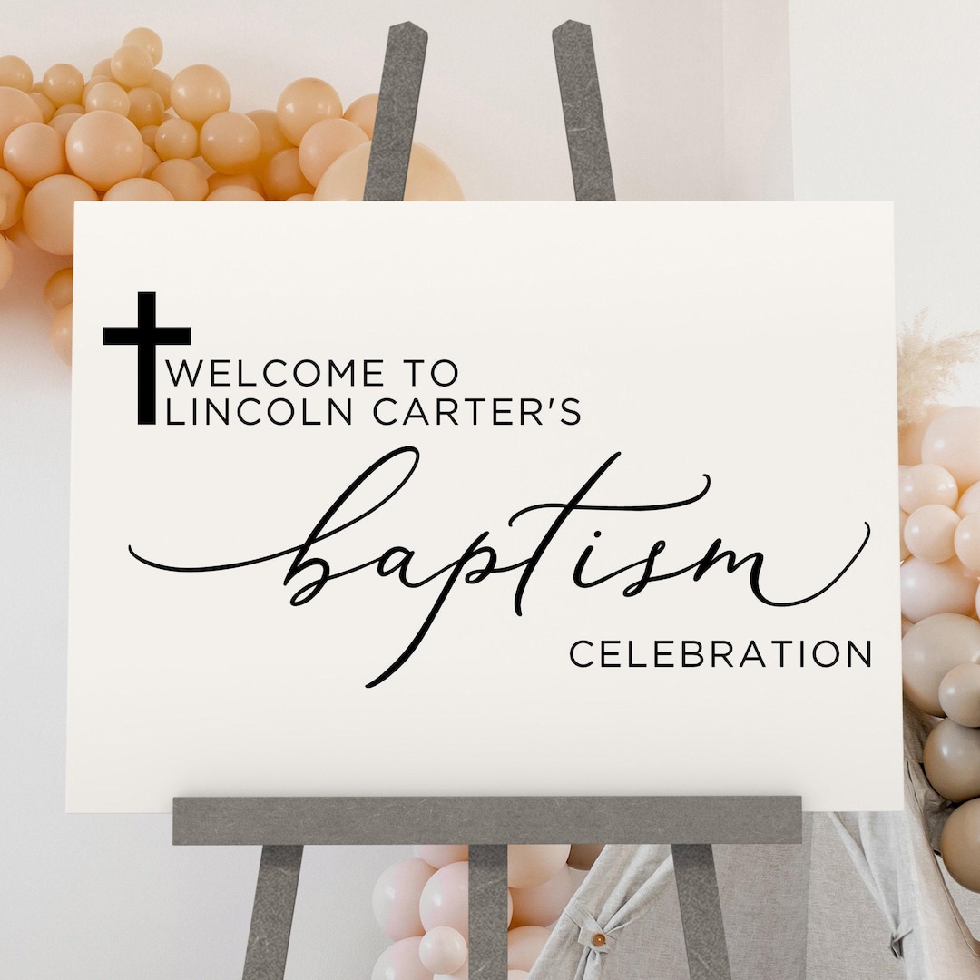 Baptism Welcome Sign Decal, Personalized Baptism Party Decor, Catholic ...
