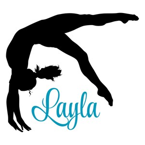 Custom Gymnastics Name Wall Decal, Personalized Dance Wall Decal, Teen Girl Name Wall Decal, Gymnast Wall Decal, Gift for Tween Girl Gymnast image 2