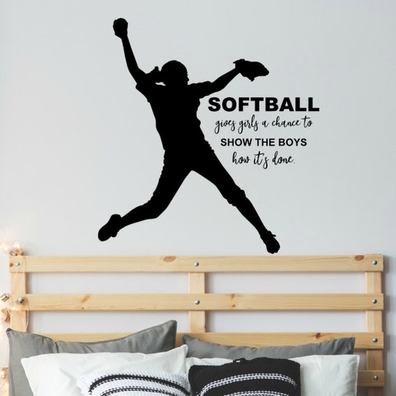 Softball Pitcher Wall Decal Sports Softball Room Décor Wall Etsy