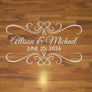 Personalized Wedding Dance Floor Decal, Classic Wedding Decorations, Custom Vinyl Floor Sticker, Wedding Reception Decor, Bride Groom & Date