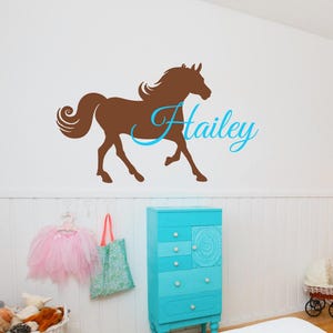 Horse Wall Decal for Girls - Equestrian Bedroom Decor- Personalized Vinyl Horse Decal - Custom Name Horse Decal - Tween Girl Bedroom Decor