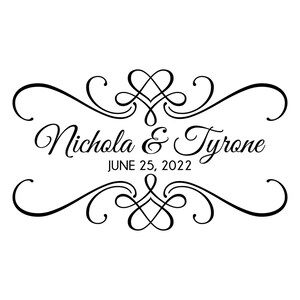 Personalized Wedding Dance Floor Decal, Classic Wedding Decorations, Custom Vinyl Floor Sticker, Wedding Reception Decor, Bride Groom & Date image 2