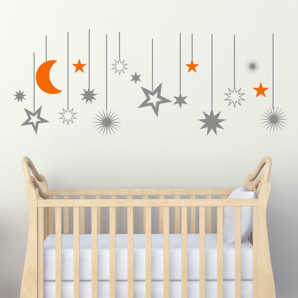 Moon and Stars Decals Moon Wall Decals Moon Nursery Decals Etsy