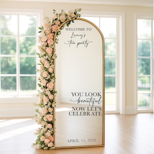 Tea Party Mirror Welcome Sign • Selfie Mirror Decal • Bridal Shower,  Birthday Party, Garden Party Vinyl Lettering