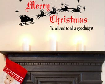 Merry Christmas Wall Decal, Merry Christmas Wall Art, Merry Christmas Vinyl Decal, Merry Christmas Vinyl Sticker, Unique Christmas Decor