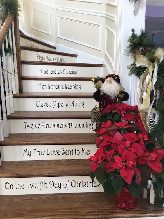 12 Days Of Christmas Stair Decals Christmas Decor Stair Riser Etsy