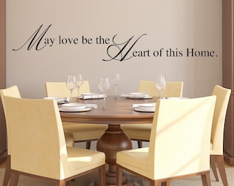 May Love be the Heart of this Home Wall Decal - Kitchen Wall Decor - Entryway Home Decor - Inspirational Wall Quotes - Love Quote Phrase