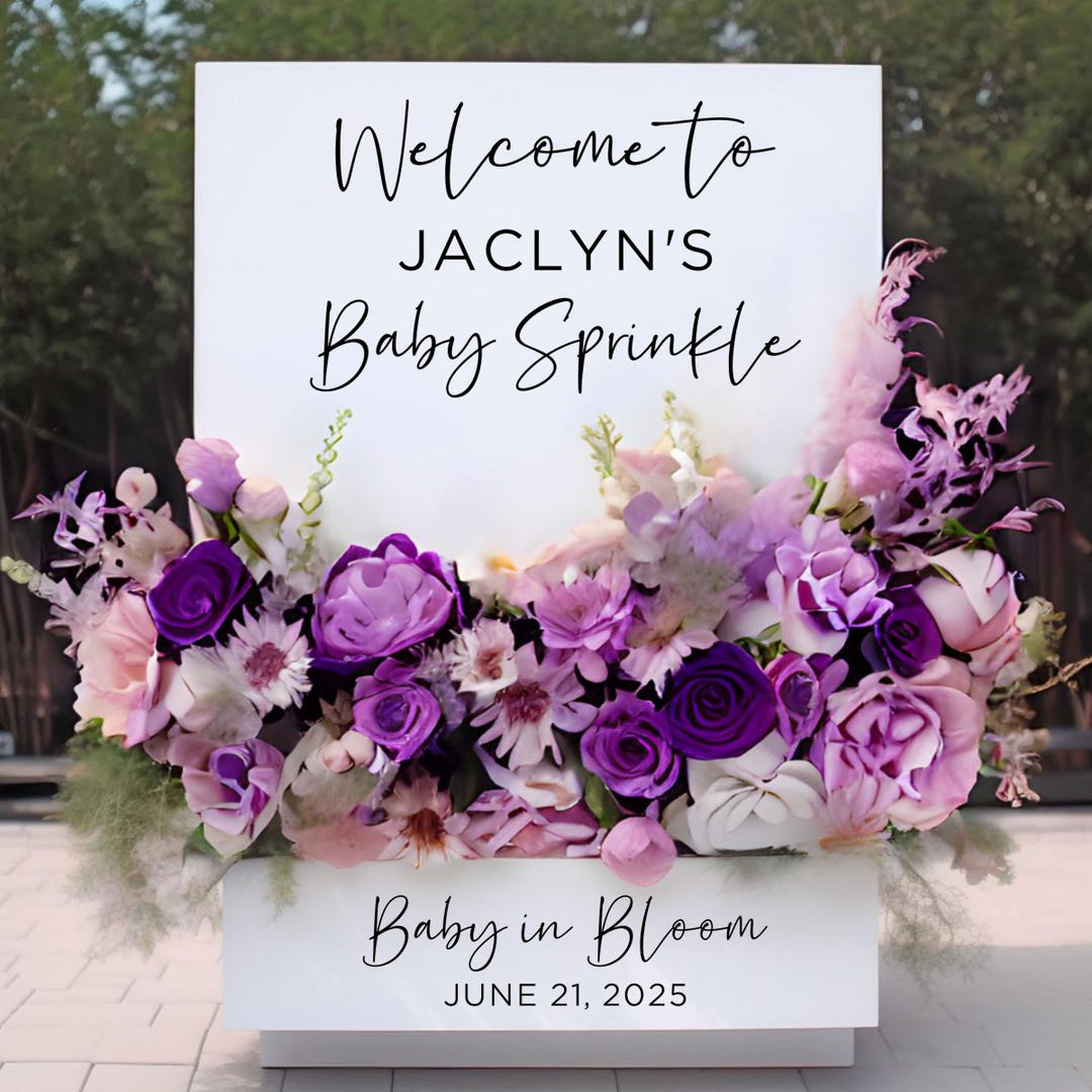 Custom Baby Sprinkle Sign Decal, Baby in Bloom Vinyl Lettering, Floral ...